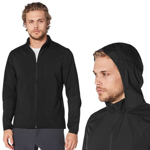Lululemon Active Jacket Black Sz XL Light Windbreaker Hooded Running Jacket - Picture 2 of 10